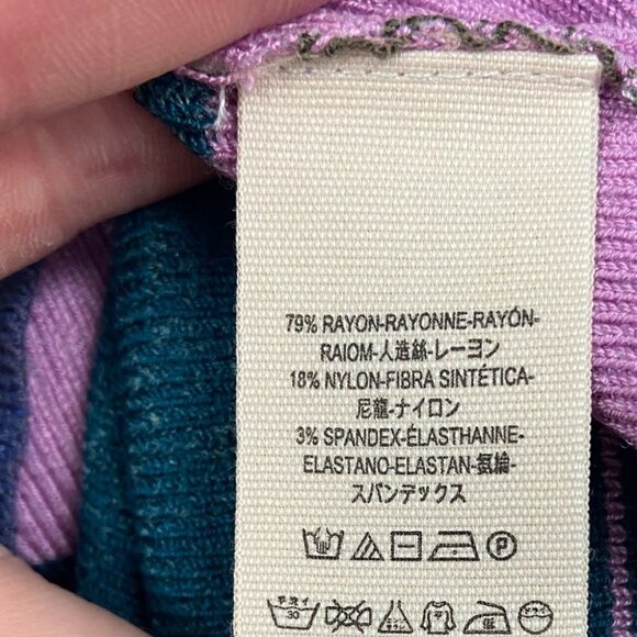 NWT Free People Rip Tide Mock Neck Jumper Teal Purple Size Medium Ribbed Boho M‎ - Picture 6 of 7